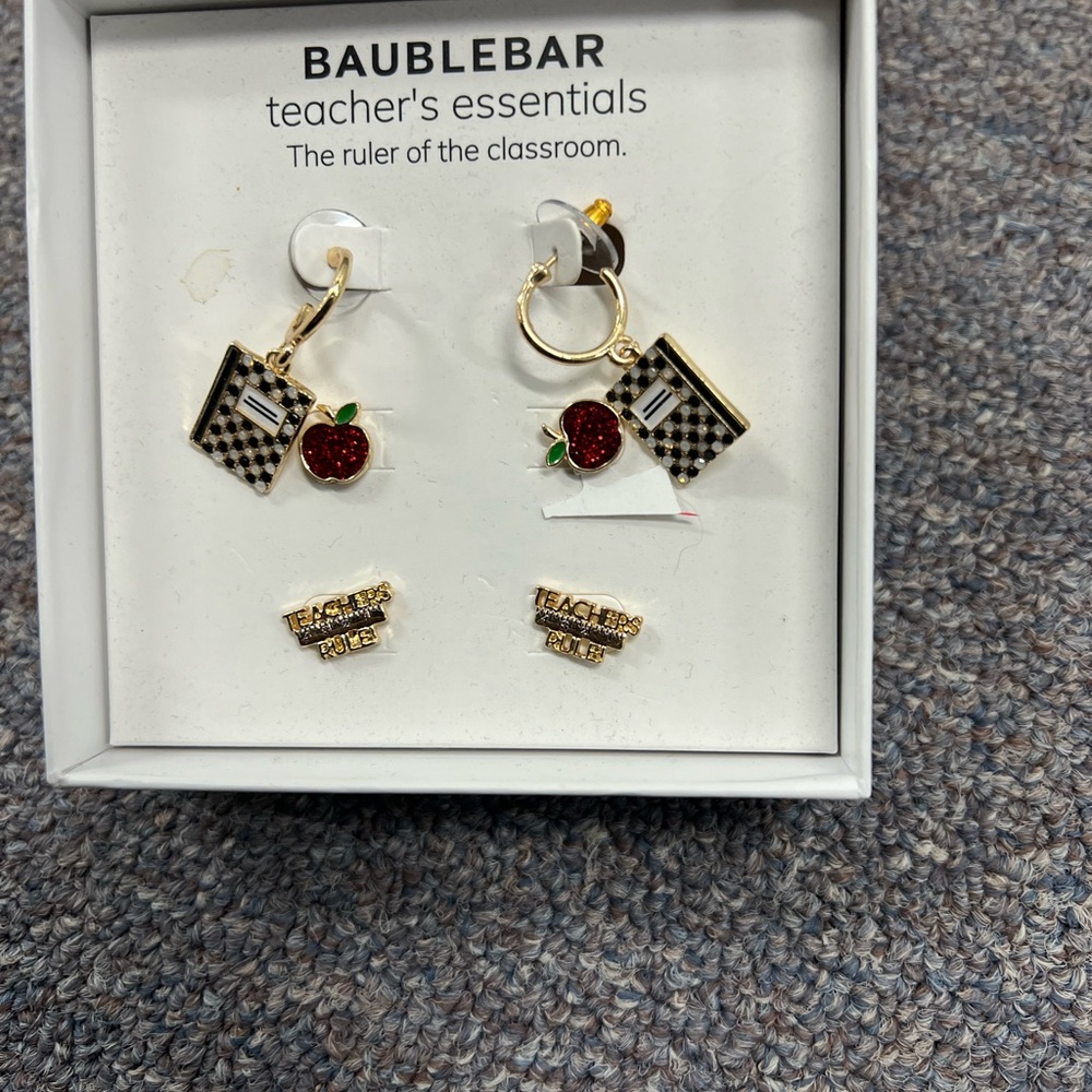 BaubleBar Teacher's Essentials Earrings - Red, Black & Gold